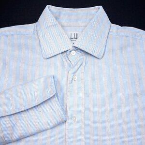 Dunhill Striped Dress Shirt Mens Large (16.5) Long Sleeve Two-Fold Cotton Preppy
